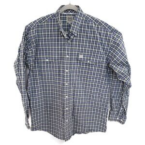 Cinch Shirt Mens Medium‎ Blue Green Plaid Western Button Down Long Sleeve Rodeo